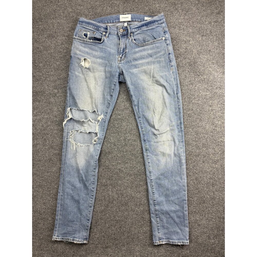 FRAME L'Homme Slim‎ Bahamas Destruct Jeans Mens 30x30 Blue Distressed Denim